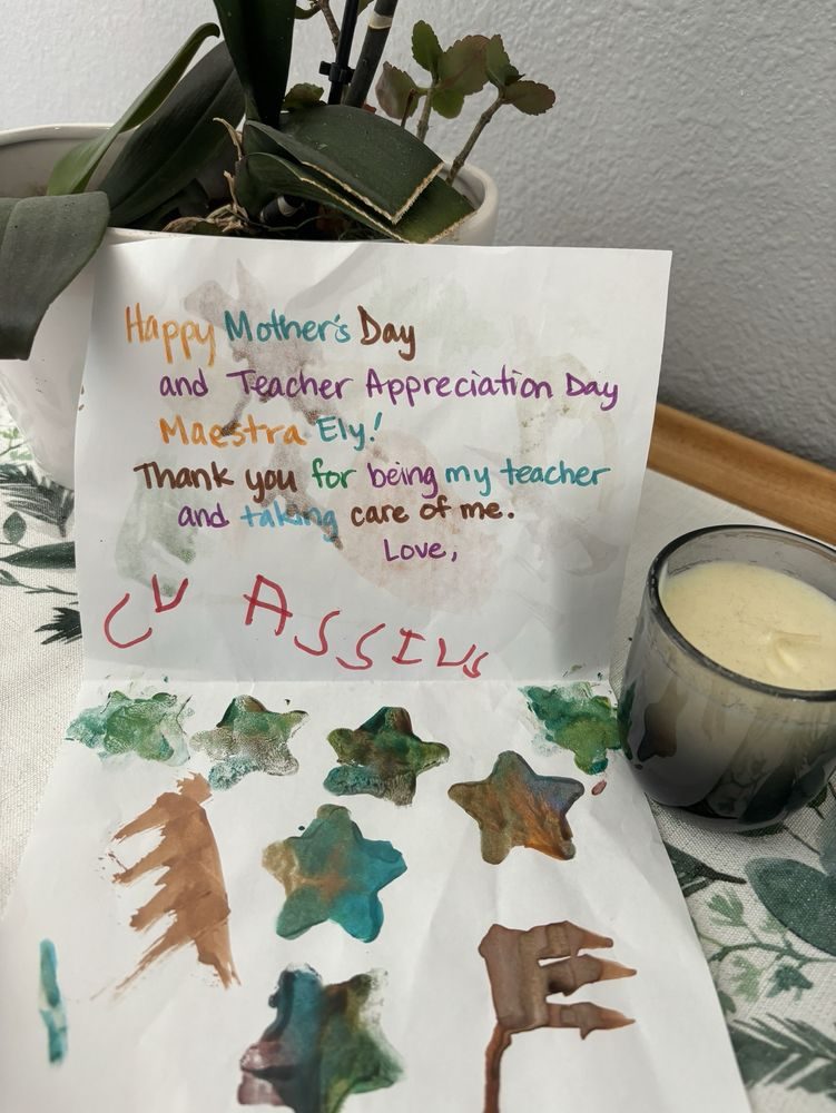 Hand-painted Mother's Day card made by the children